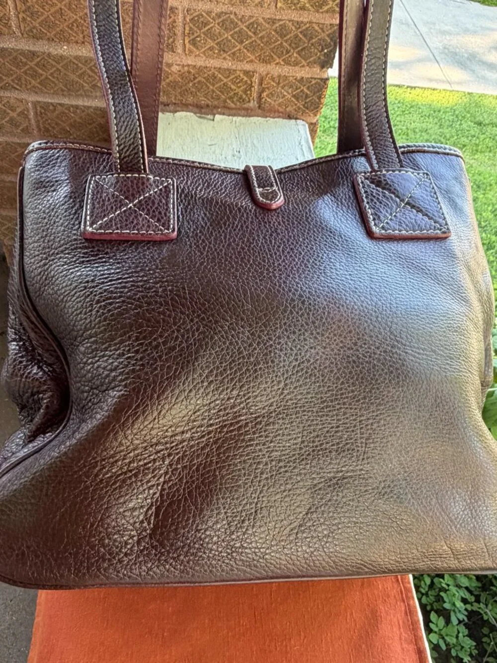 DOONEY & BOURKE Buckle Chestnut Pebbled Office Book Media Tote Shoulder Bag